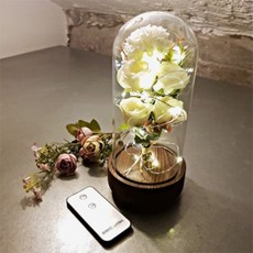 LED乾燥花束玻璃罩 M號, 混色