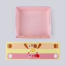 정사각 샌드 용기 연핑크 10p + 정사각 띠 스티커 10p 세트, 1세트