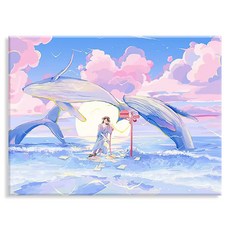 Aurora Decoden 帆布型寶石十字繡套組 40 x 50 cm MK145, 鯨魚站, 1套