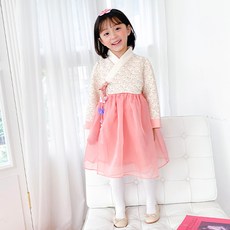 adorebebe 女童款粉色花朵韓服