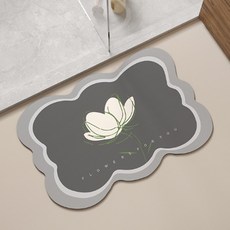 Witherhome 花朵主題藝術防滑地墊, 灰色