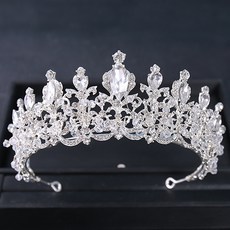 Estella 水滴水晶花環皇冠 自助婚紗頭飾 珠寶皇冠 WT415, 1個, 銀色