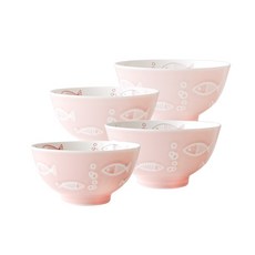 엘룸 아쿠아리오 공기대접 세트, 핑크, 공기(2P) + 대접(2P), 1세트