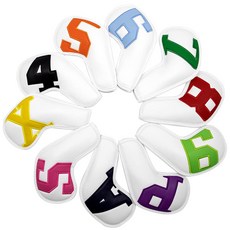 Bye Tree Sha高爾夫球鐵桿套彩色號碼 白色 10個組, 混色, 10入