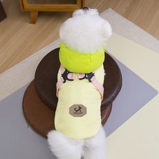 딩동펫 반려동물 하네스 네온 솜사탕 패딩조끼, 라이트그린, 1개