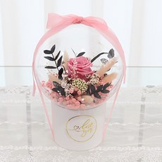 Garden in the City 永生花壓克力球玫瑰花束 + 提袋, 粉紅色