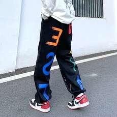 女款Hensley彩色字母鬆緊束口褲