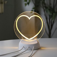 큐브온 아크릴 무드등 3포트 고속 충전기 하트, 화이트, 1개