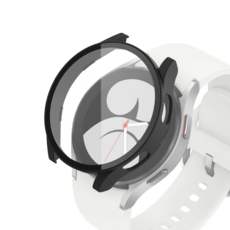 스마띠 풀커버 강화유리 액정보호 스마트워치 케이스 44mm, 글라스 블랙