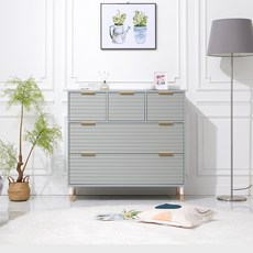 가구의정석 디케 와이드 서랍장 B형 방문설치, 그레이, 5단