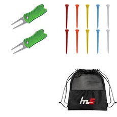 NAYA STYLE Golf Green Fork Repairer 2p GFYP-41-3 + 塑料 Golf Long Long Tee 10p 167-4 + Pouch PU 套組, 綠色（包修期），隨機發貨（長長茶）