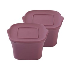 mommy's table 副食品矽膠保鮮盒, 酒紅色, 2個