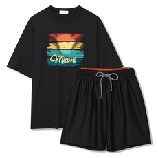 ILLUSO 邁阿密寬鬆版型短袖防磨衣 + 四分彈性海灘褲套組