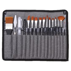 Liz Jany 美術用品 現代油畫筆 18p + 收納盒套組 01 畫筆 黑色, 1套, 18種