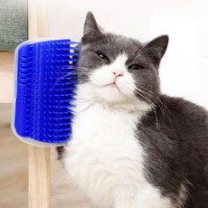 김멍냥 고양이 셀프 그루밍 브러쉬 12.5 x 8 cm, 블루, 4개