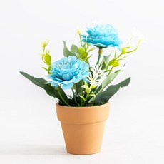 플라워트리 조화 클래식 데스크테리어 백일홍화분 15cm, 블루, 1개