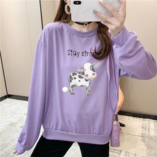 스트롱 밀크카우 프린팅 맨투맨 임산부 상의 임부복