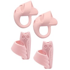 GGOSA 鉛筆握筆器 (大象款2入 + 貓頭鷹款2入), 1組, 粉色