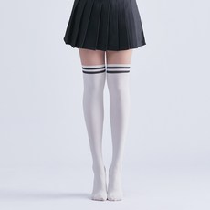 Funtastically 雙色過膝高爾夫絲襪, 褶皺白