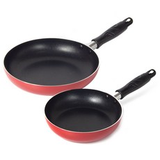 EUGENE TOSCO 托斯可 紅色基礎平底鍋 2種組, 混色, 平底鍋 18cm+24cm