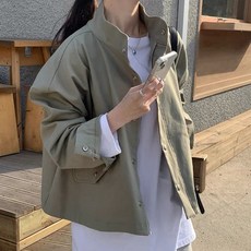 PEONIST 高領寬鬆版長袖拉鍊軍裝外套