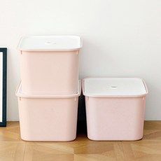 KAZT 馬卡龍收納籃 + 蓋子組合, 粉色(籃子), 3組