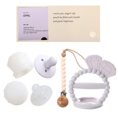 Dailylike BonBon誕生石安撫奶嘴固齒器組, 10蛋白石, 第2階段(4個月以上), 1組