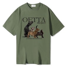 오에타 남성용 통기성 펫프렌즈 코튼 오버사이즈드 롱 릴렉스 반팔티셔츠