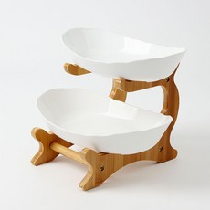 Dometopia 龍貓橢圓深盤 2層甜點托盤, 1個, 木頭