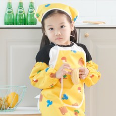 BEBE CHOUETTE 兒童圖案防水圍裙 + 頭巾 + 袖套組