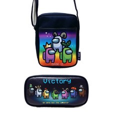 AMONG US圖案鉛筆盒+AMONG US圖案方形多功能收納包, 混色, 1套