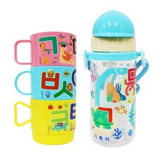 LE BARN 印花點心杯吸管水瓶組, 混色, 350ml