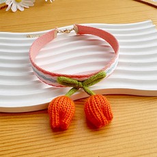 웨이비데이즈 반려동물 튤립 뜨개 목줄 목걸이 W265-0255, 레드(W265-0255R), 1개