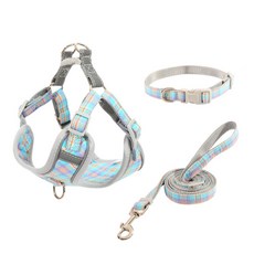 ANTS 格紋寵物胸背帶 XS號+牽繩, 1套, 綠色