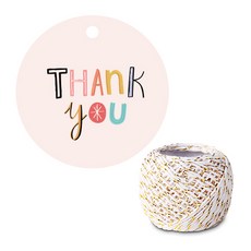 indi.k 彩色感謝吊牌 100入 + 白金色棉繩 18m, 1套, 混合顏色(吊牌), 白金色(棉繩)