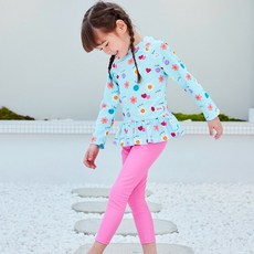 IAMBEBE 女童愛心笑臉防曬泳衣上下裝套裝