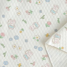 릴리패브릭 누빔 다이마루 바니가든 오가닉 면 원단, 크림아이보리, 1개