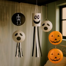 PARTYSHOW 萬聖節紙燈籠流蘇燈風向袋天花板裝飾套組, 1套, A幽靈