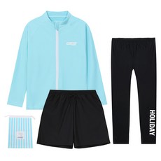 에스티홀리데이 집업 래쉬가드 상의 + 보드숏 + 워터 레깅스 + 비치백 세트 C255-04