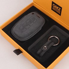 GMZ MOTORS 汽車鑰匙殼 汽車皮革智能鑰匙殼 Alcantara, 黑色, 現代&起亞通用 4鍵 HK02