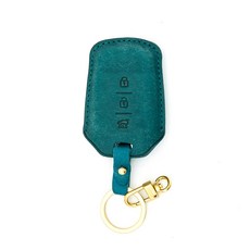 CHAMOA 車鑰匙皮革保護套, MS102, 海洋藍+18K緞