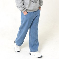 Kids Recipe 兒童青少年天藍色水洗鬆緊丹寧長褲