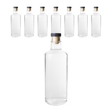 圓形醋油瓶 黑色軟木塞, 8個, 300ml