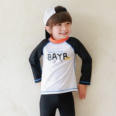 BAYB 兒童卡通衝浪防曬衣 上衣 + 下著 + 泳帽組