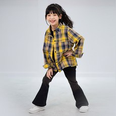 ORANGEDAMOM 女童DM寬鬆版格紋口袋襯衫