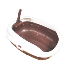 고양이 평판형 화장실 + 모래삽 세트 YT_RA1669, 브라운, 1개