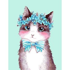 Aiemmini DIY 星光畫+光纖心情燈套組 40 x 50cm, 藍色花貓