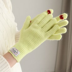 바비수 여성용 다쥬 라벨 포인트 터치 손가락 장갑