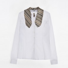 GYOBOKMALL 棕色條紋領校服襯衫