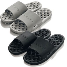 Roji 防滑瀝水浴室拖鞋 兩雙組, 2雙, 黑色+灰色